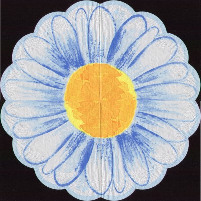 Blume - weiß-blau (rund)