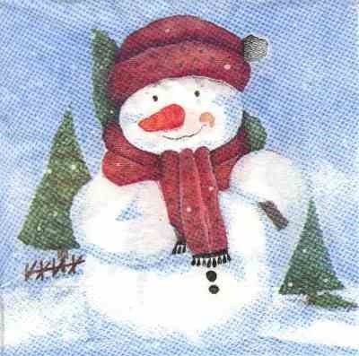 Schneemann mit roter Mütze