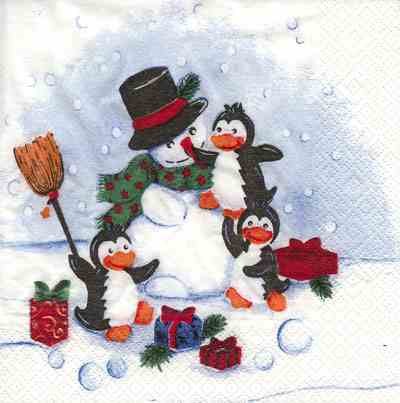 Schneemann mit Pinguinen (E)